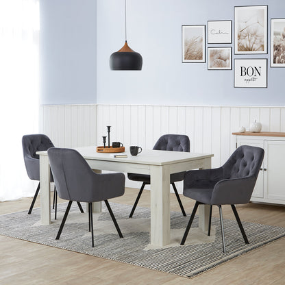 Polsterstuhl Samt Grau | 6er Set | drehbar | mit Armlehnen | Küche Esszimmer Büro