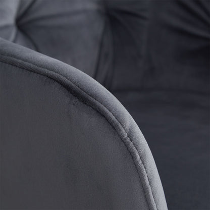 Polsterstuhl Samt Grau | 6er Set | drehbar | mit Armlehnen | Küche Esszimmer Büro