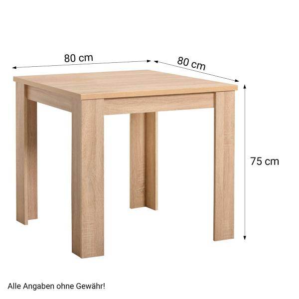 Essgruppe mit 2 Stühlen Esstisch 80x80 cm Esszimmertisch Holz Natur Massiv Polsterstühle Anthrazit - Palo24