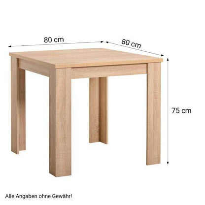 Essgruppe mit 2 Stühlen Esstisch 80x80 cm Esszimmertisch Holz Natur Massiv Polsterstühle Anthrazit - Palo24