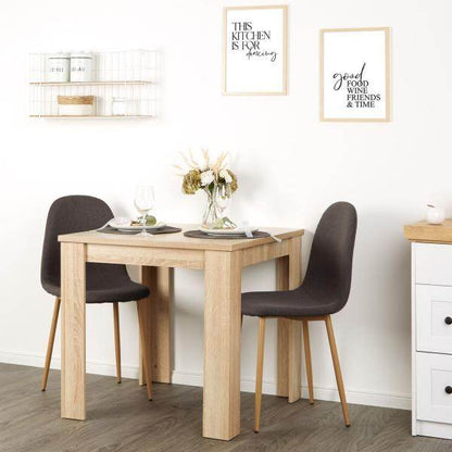 Essgruppe mit 2 Stühlen Esstisch 80x80 cm Esszimmertisch Holz Natur Massiv Polsterstühle Anthrazit - Palo24