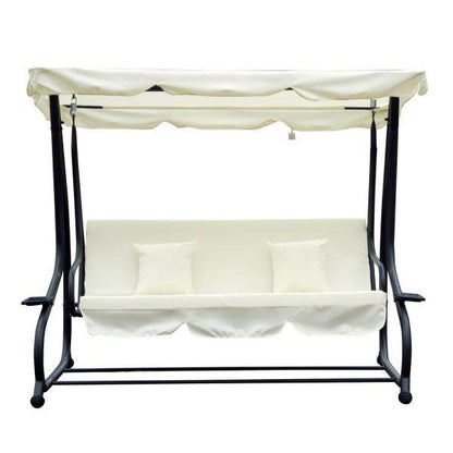 Hollywoodschaukel 3-Sitzer Liegefunktion Stahl Beige 200x120x164cm - Palo24