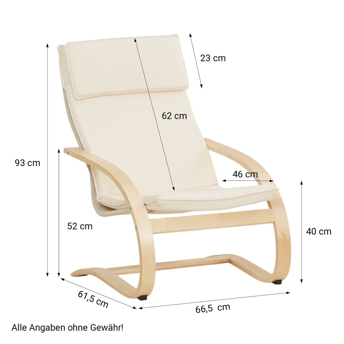 Relaxsessel Natur | ohne Fußstütze | Holz Natur | Schwingsessel Schaukelstuhl