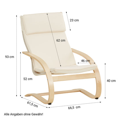 Relaxsessel Natur | ohne Fußstütze | Holz Natur | Schwingsessel Schaukelstuhl
