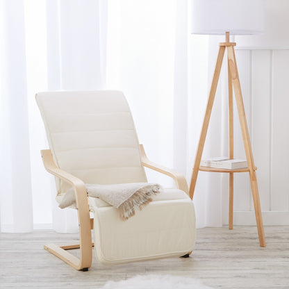 Relaxsessel Natur | mit Fußstütze | Holz Natur | Schwingsessel Schaukelstuhl