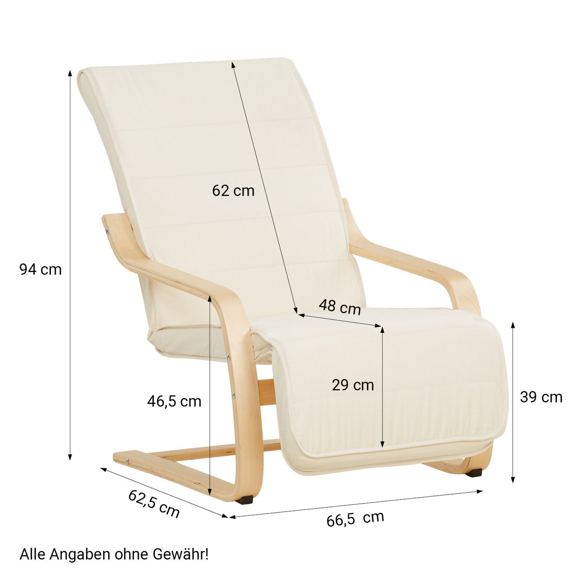 Relaxsessel Natur | mit Fußstütze | Holz Natur | Schwingsessel Schaukelstuhl