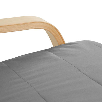 Relaxsessel Grau | mit Fußstütze | Holz Natur | Schwingsessel Schaukelstuhl