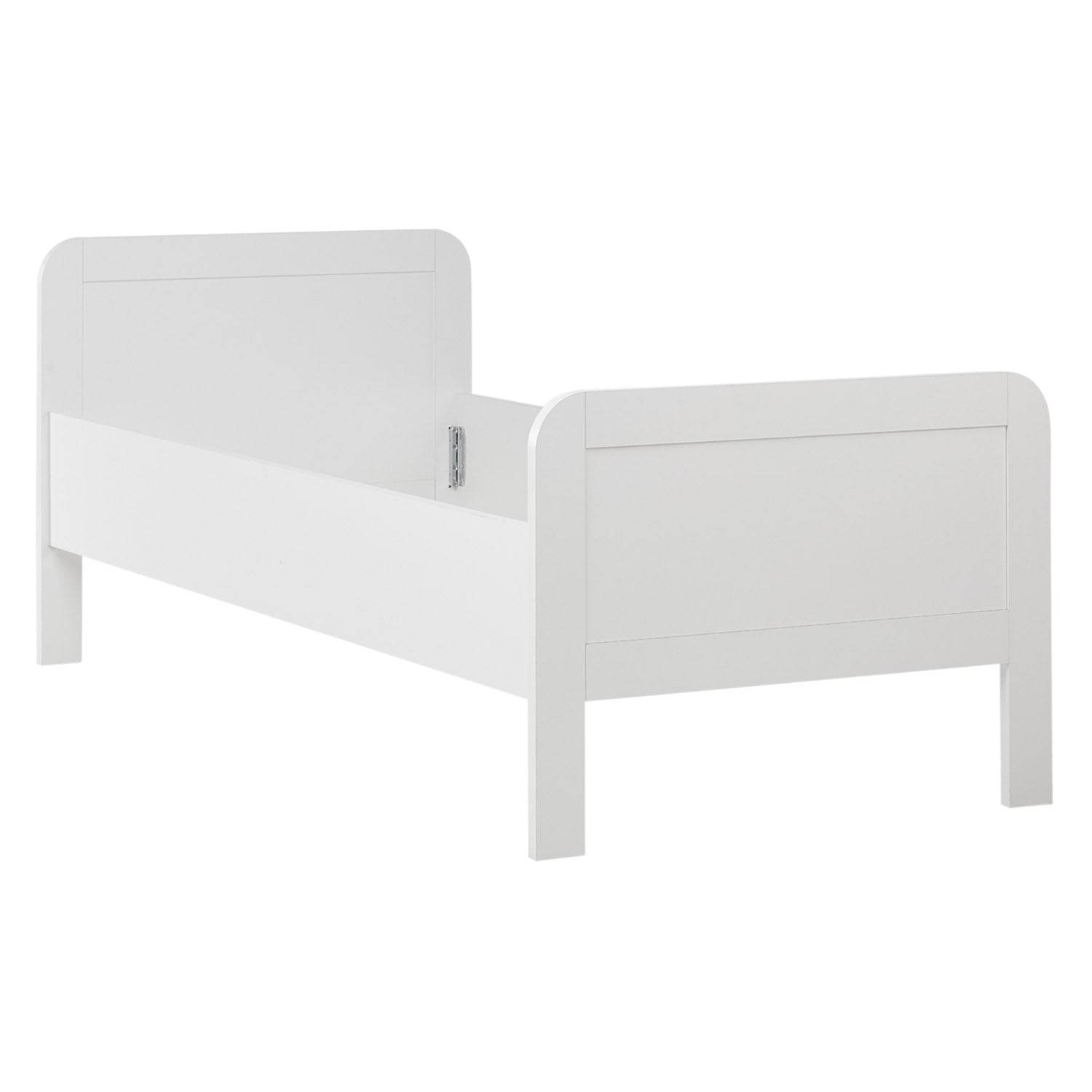 Komfortbett 90x200 mit Lattenrost Seniorenbett Höhenverstellbar Holzbett Weiss - Palo24