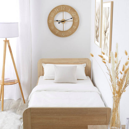 Komfortbett 90x200 mit Lattenrost Seniorenbett Höhenverstellbar Holzbett Eiche - Palo24