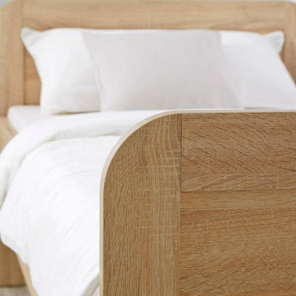 Komfortbett 90x200 mit Lattenrost Seniorenbett Höhenverstellbar Holzbett Eiche - Palo24