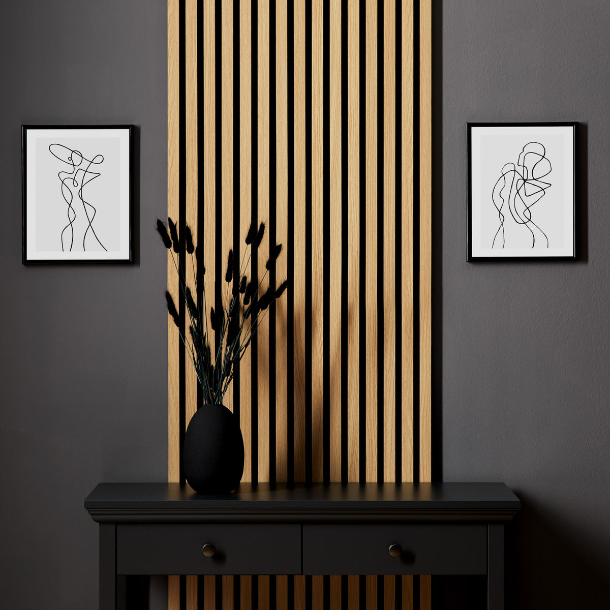Akustikpaneele Wandpaneele 60 x 120 cm Natur Eiche Holz 3D Leisten - Palo24