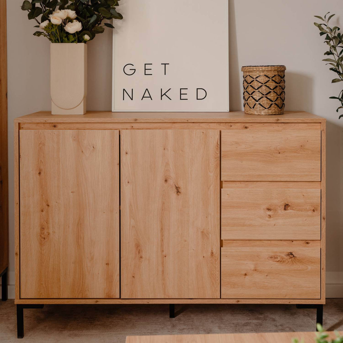 Kommode Sideboard Holz Eiche Anrichte Industrial Look - Palo24