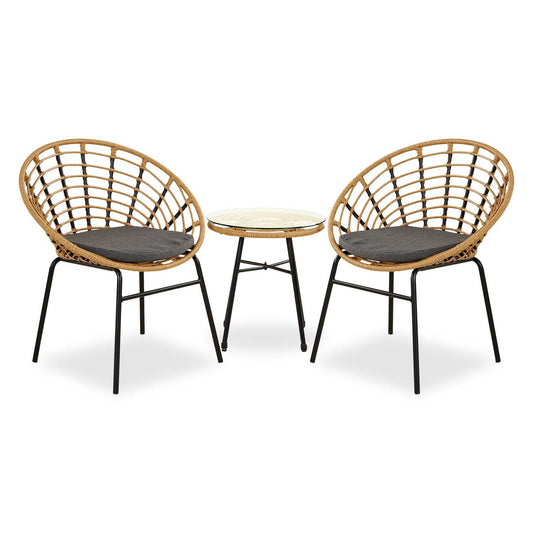 Set Balkonmöbel Poly Rattan Natur Garten Lounge Set 2 Rattanmöbel - Palo24