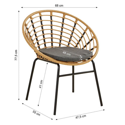 Set Balkonmöbel Poly Rattan Natur Garten Lounge Set 2 Rattanmöbel - Palo24