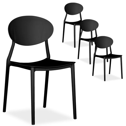 Gartenstuhl 4er Set Schwarz Stühle Küchenstühle Kunststoff Stapelstühle