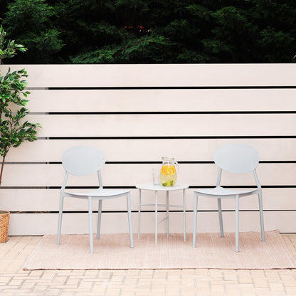 Gartenstühle 4er Set Grau stapelbar Kunststoff Balkonstuhl