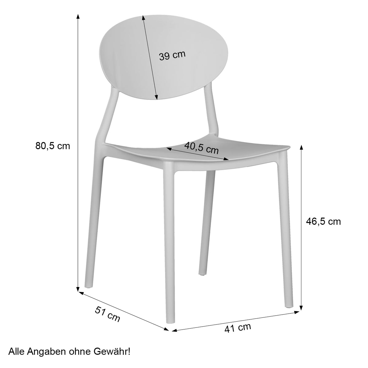 Gartenstühle 4er Set Grau stapelbar Kunststoff Balkonstuhl