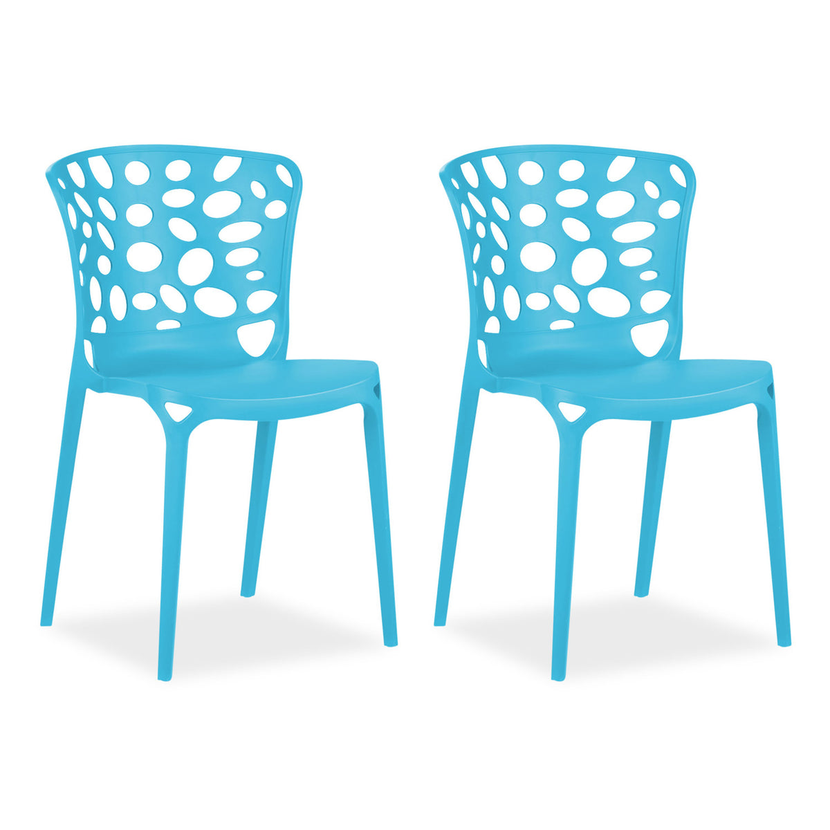 Gartenstuhl 2er Set Modern Blau Kunststoff Stapelstühle