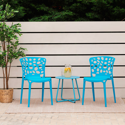 Gartenstuhl 4er Set Modern Blau Kunststoff Stapelstühle