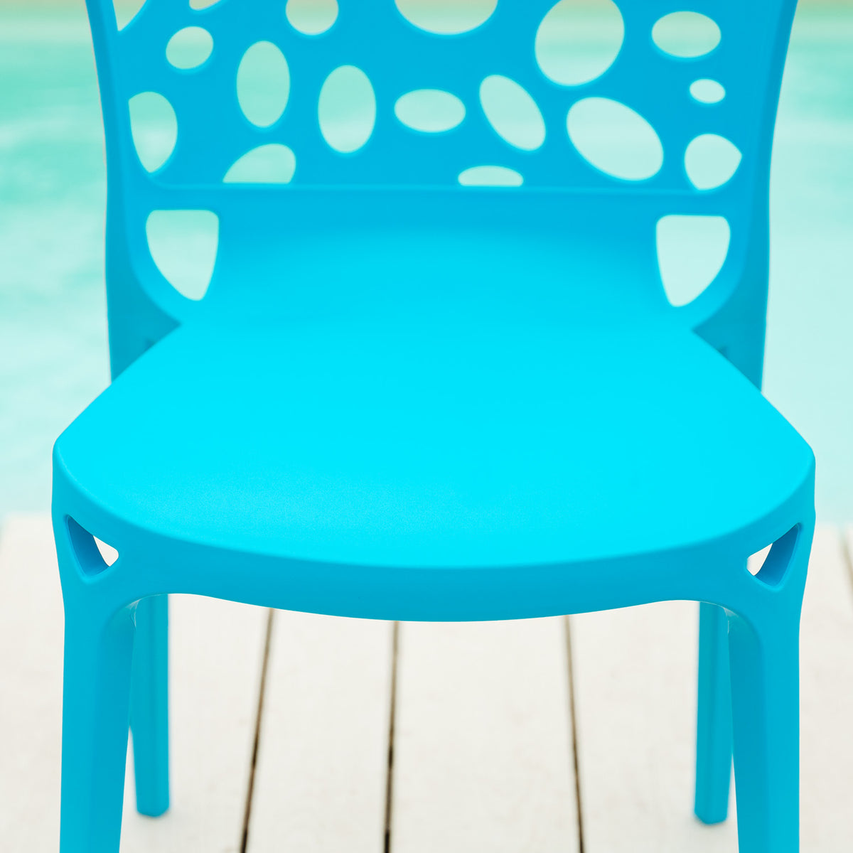 Gartenstuhl 4er Set Modern Blau Kunststoff Stapelstühle