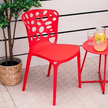 Gartenstuhl 6er Set Modern Rot Kunststoff Stapelstühle
