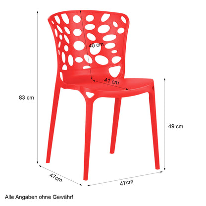 Gartenstuhl 6er Set Modern Rot Kunststoff Stapelstühle