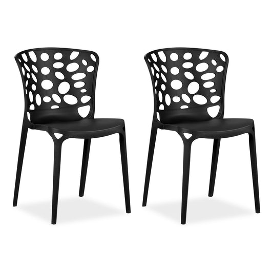 Gartenstuhl 2er Set Modern Schwarz Kunststoff Stapelstühle