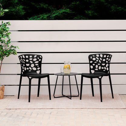 Gartenstuhl 2er Set Modern Schwarz Kunststoff Stapelstühle