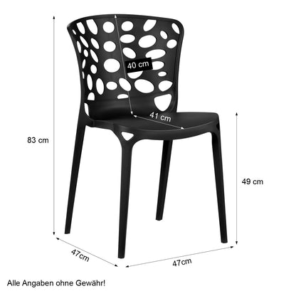 Gartenstuhl 4er Set Modern Schwarz Kunststoff Stapelstühle