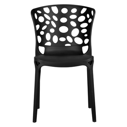 Gartenstuhl 4er Set Modern Schwarz Kunststoff Stapelstühle