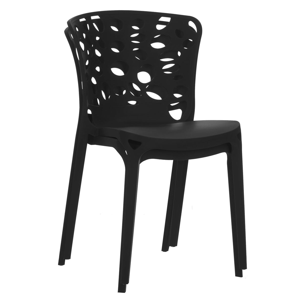 Gartenstuhl 4er Set Modern Schwarz Kunststoff Stapelstühle