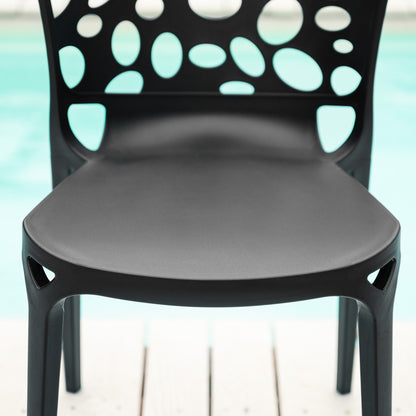 Gartenstuhl 4er Set Modern Schwarz Kunststoff Stapelstühle