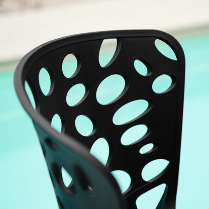 Gartenstuhl 4er Set Modern Schwarz Kunststoff Stapelstühle
