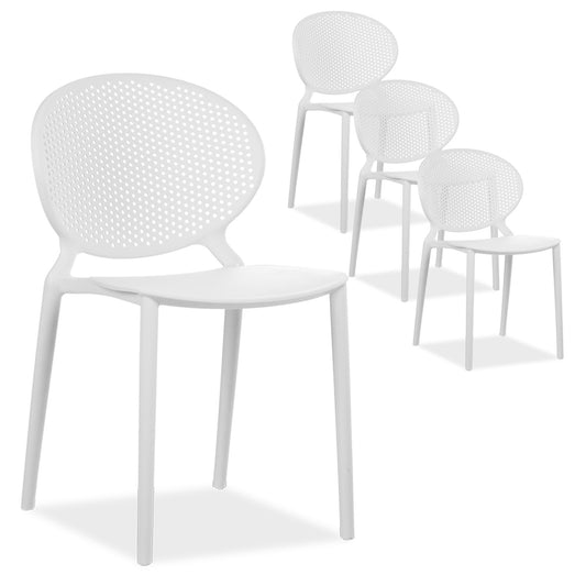 Gartenstuhl 4er Set Weiss Kunststoff Stapelstühle