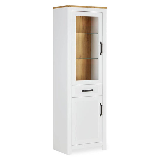 Vitrine Highboard Weiss Eiche - Palo24