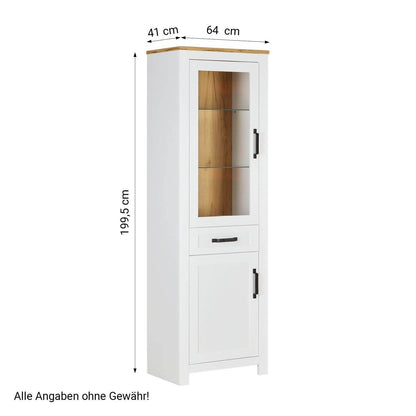 Vitrine Highboard Weiss Eiche - Palo24
