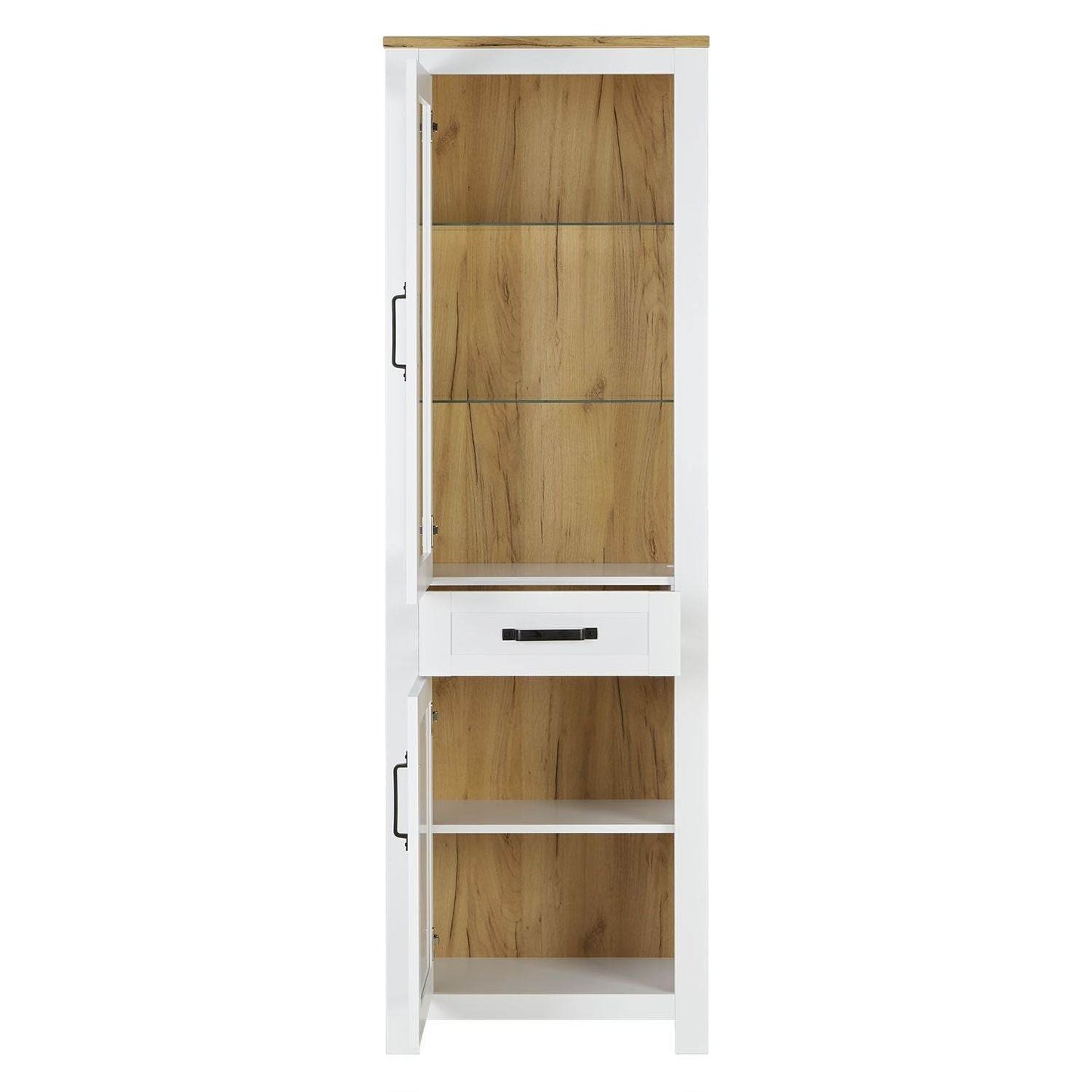 Vitrine Highboard Weiss Eiche - Palo24