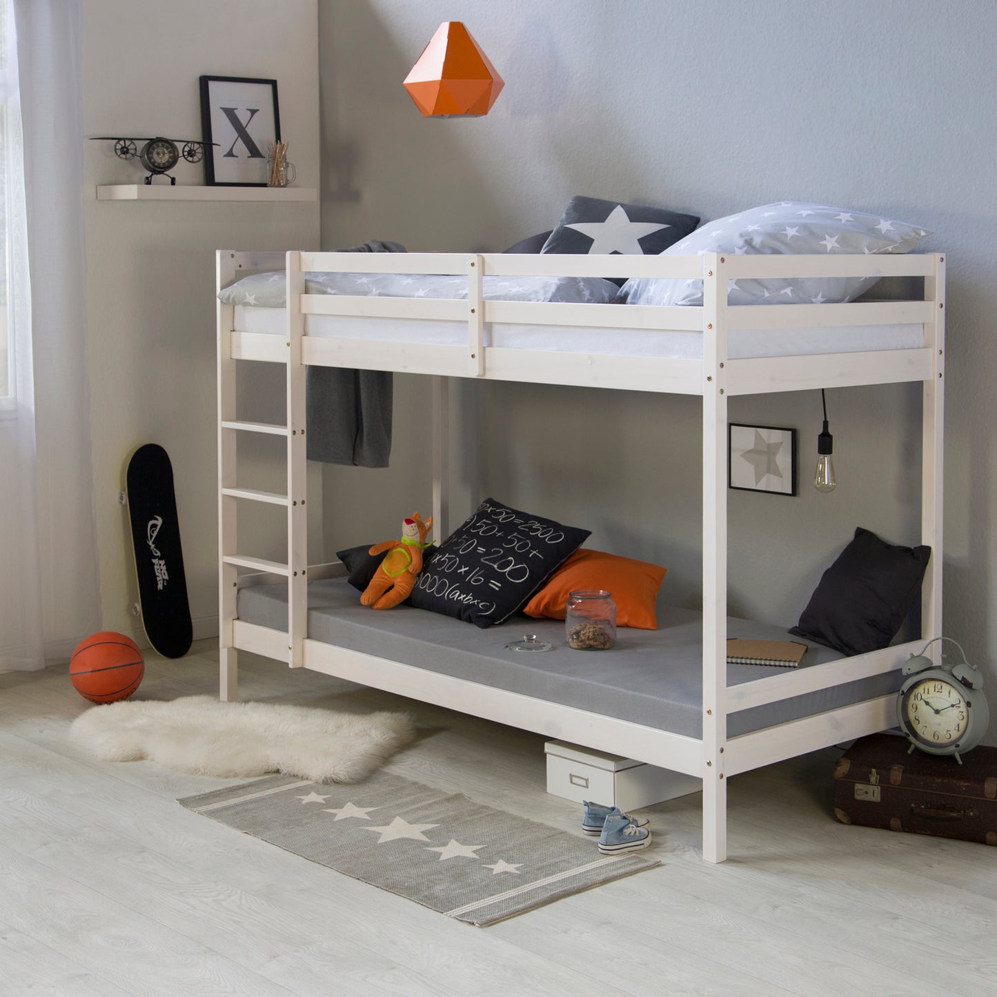 Etagenbett mit Matratzen Doppelstockbett 90x200 cm Hochbett Stockbett Kinderbett
