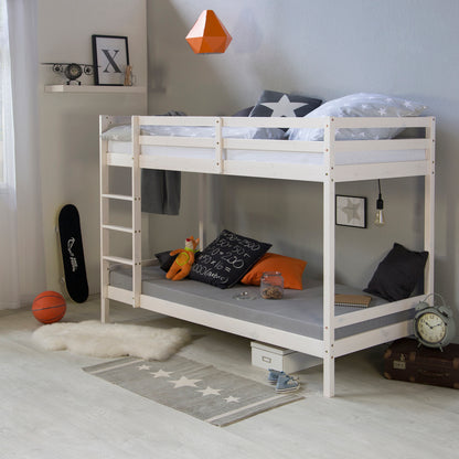 Etagenbett mit Matratzen Doppelstockbett 90x200 cm Hochbett Stockbett Kinderbett