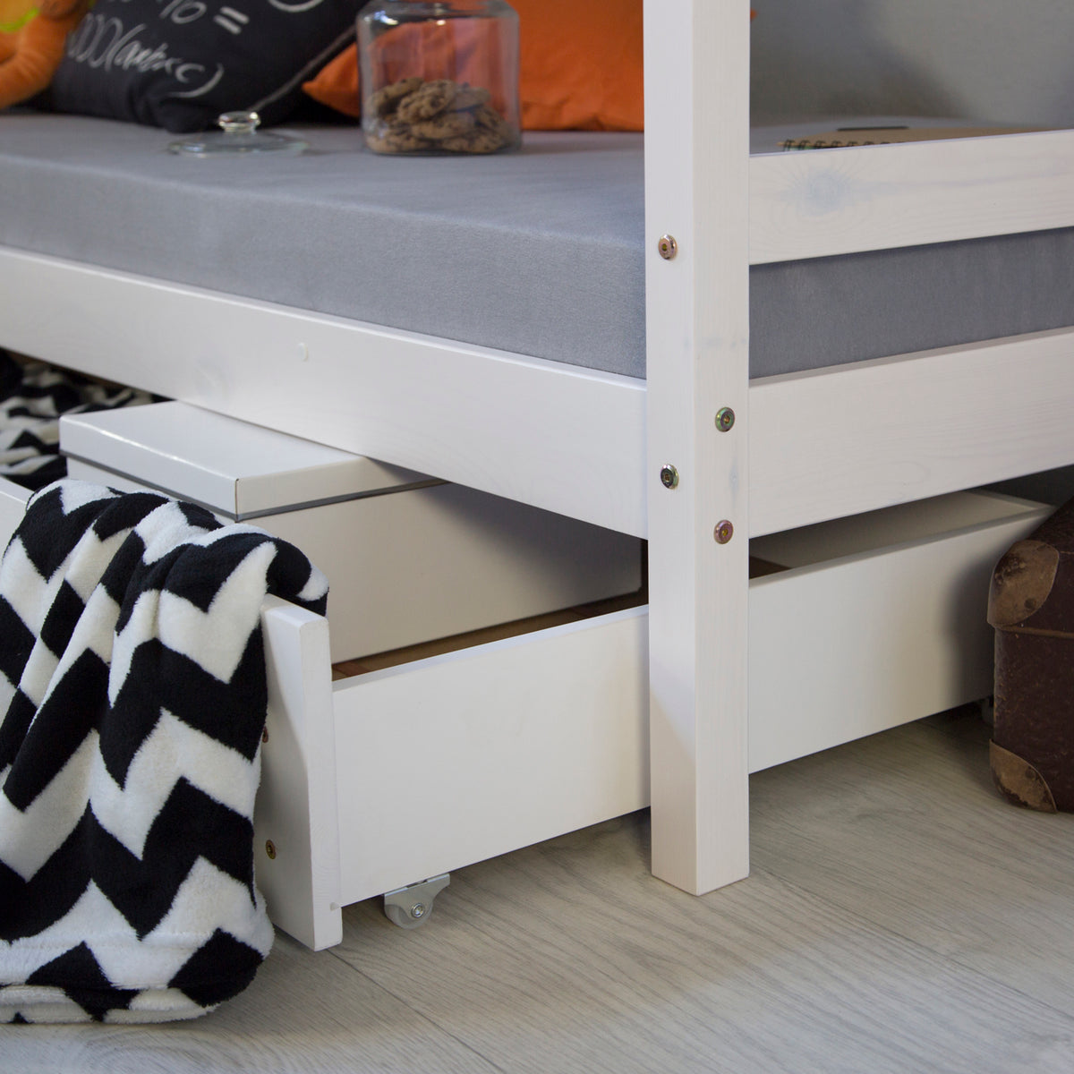 Etagenbett mit Matratzen und Bettkasten 90x200 cm Hochbett Kinderbett