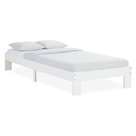 Holzbett 90x200 cm Weiss | Einzelbett | mit Lattenrost | massiv | Kind Jugend Gast