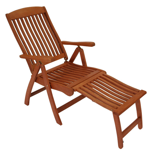 Chaise pliante MARACAIBO avec dossier haut et repose-pieds, eucalyptus, certifié FSC®
