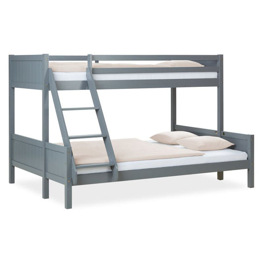 Etagenbett 2 Liegeflächen 90x200 cm und 140x200 cm Grau | mit Lattenrost - Palo24