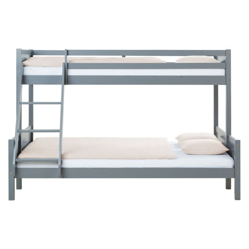 Etagenbett 2 Liegeflächen 90x200 cm und 140x200 cm Grau | mit Lattenrost - Palo24