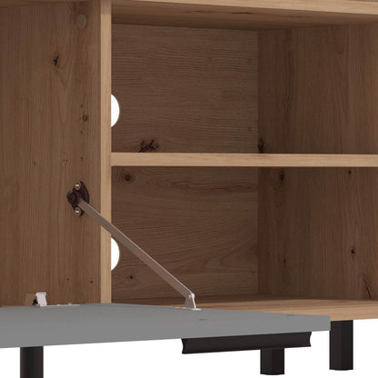 Wohnwand Schrankwand Holz Eiche Grau Anbauwand 4 tlg. Modern Entertainment Center - Palo24