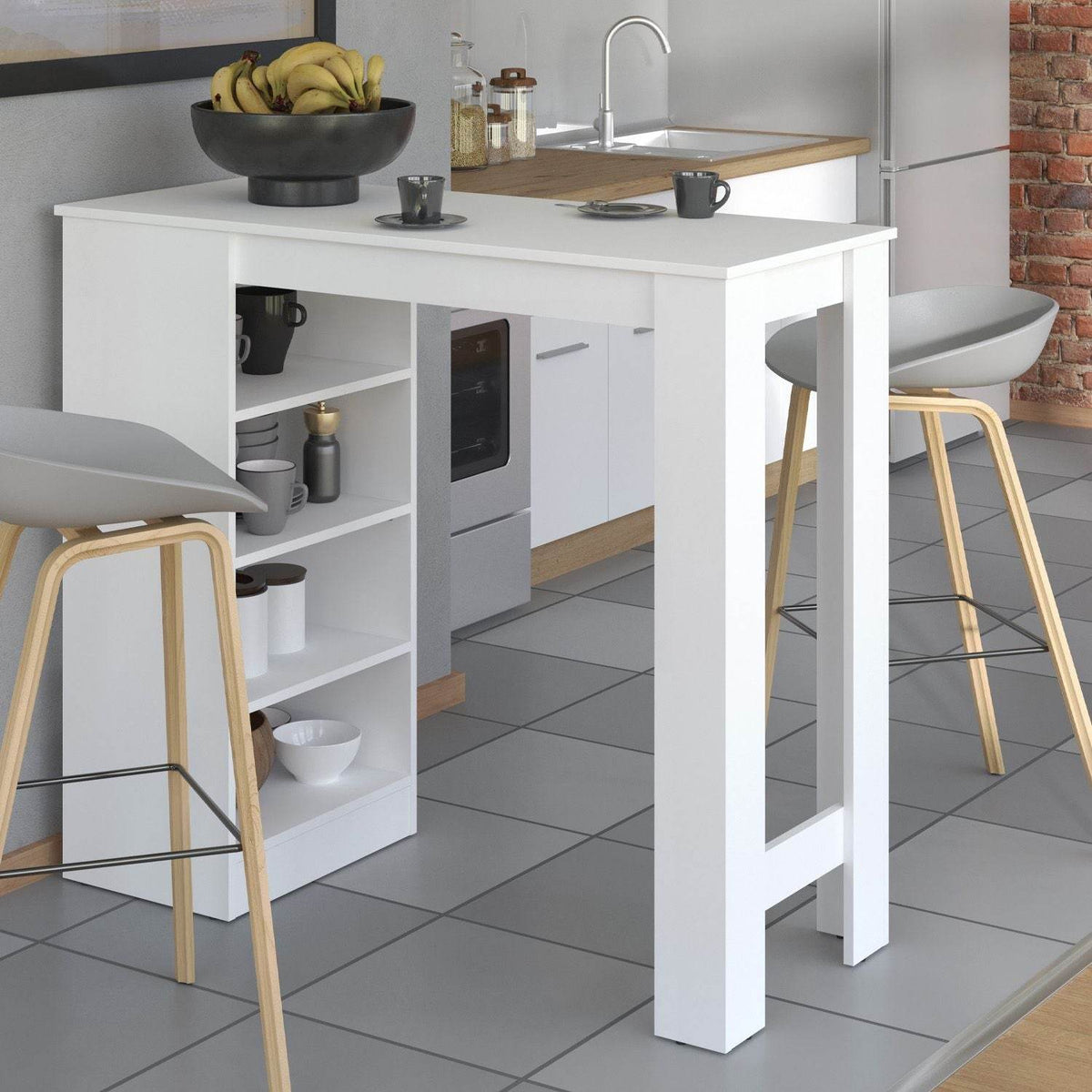 Bartisch 120x50 cm Eiche Natur Weiss - Palo24