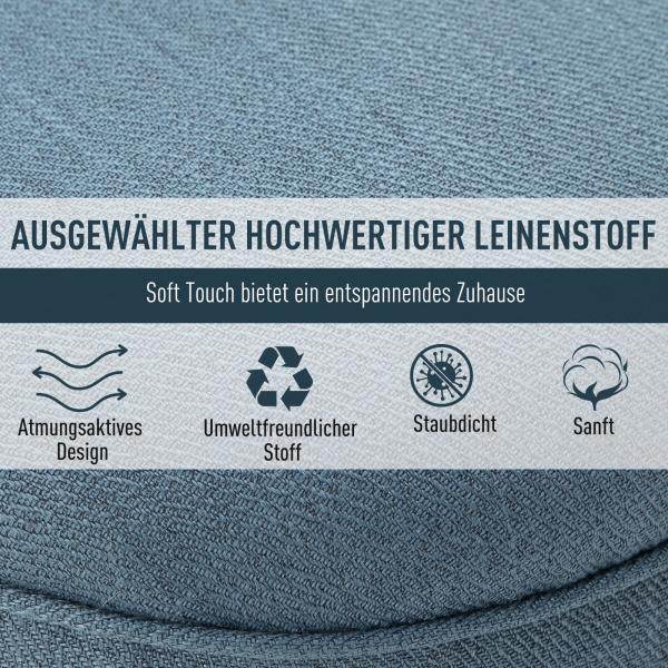 Relaxsessel mit Rückenkissen Sessel Fernsehsessel Erhöhte Füße Leinen Blau - Palo24