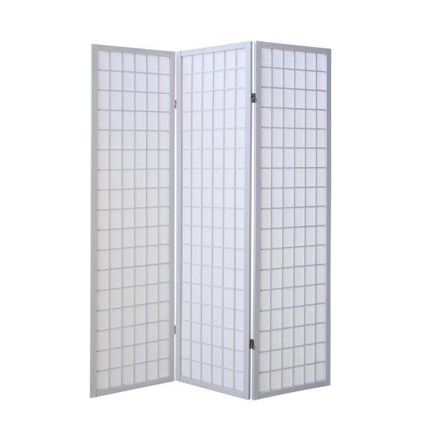 3 fach Holz Paravent Raumteiler Shoji weiss - Palo24