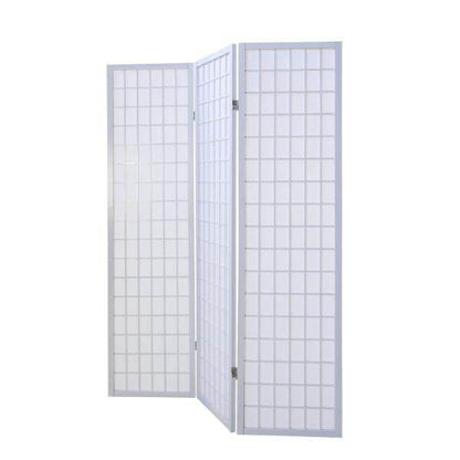 3 fach Holz Paravent Raumteiler Shoji weiss - Palo24