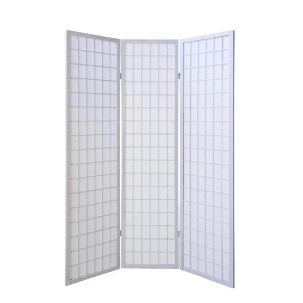 3 fach Holz Paravent Raumteiler Shoji weiss - Palo24